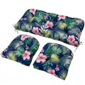 Wicker Chair Cushions Set, 2 U-Shaped Cushions & 1 Loveseat, Waterproof Outdoor Loveseat Cushion for Patio Furniture, Settee Bench Pad All Weather,FlowerLeaf - color: Flowerleaf