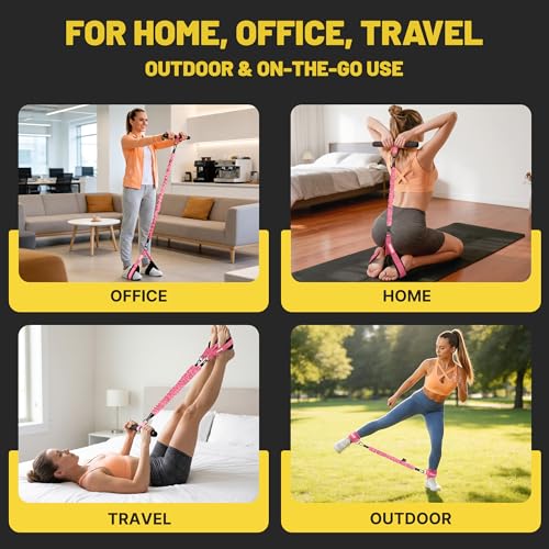 Pedal Resistance Band & Ankle Resistance Bands Set with Door Anchor & Fixed Strap, 20-30-40lbs 3 Resistance Bands for Women, Full Body Abdomen Leg Core Home & Postpartum Workout Fitness Equipment - color: Pink