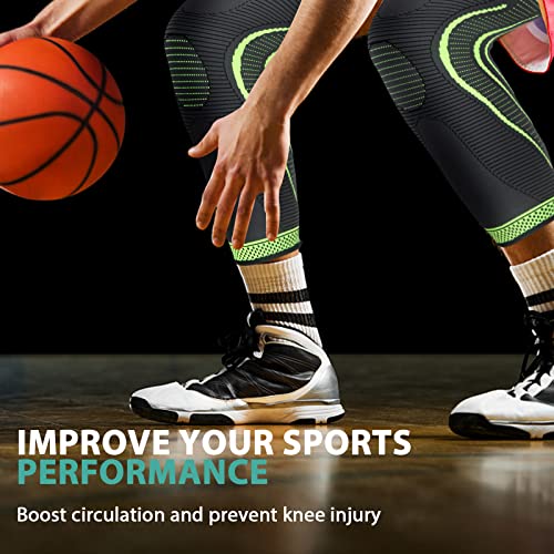2 Pack Full Leg Compression Sleeves, Long Knee Brace Support for ACL,PCL, Meniscus Tear, Arthritis, Tendinitis,Men And Women (Green, XX-Large) - color: Green, size: XX-Large