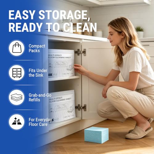 Multi-surface Floor Cleaning Tablets,100 Piece Floor Cleaning Tablets Multi- Surface Cleaner, Multiple Effect the floors Cleaning Sheets for Hardwood,Tile,Laminate & More