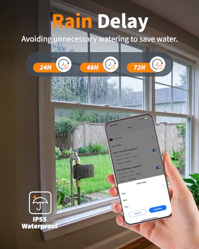 Diivoo Brass WiFi Water Timer | App Remote Control, 6 Irrigation Plans, Rain Delay & Mist Mode for Garden Lawns, Compatible with Alexa/Google Assistant - size: 1 Outlet