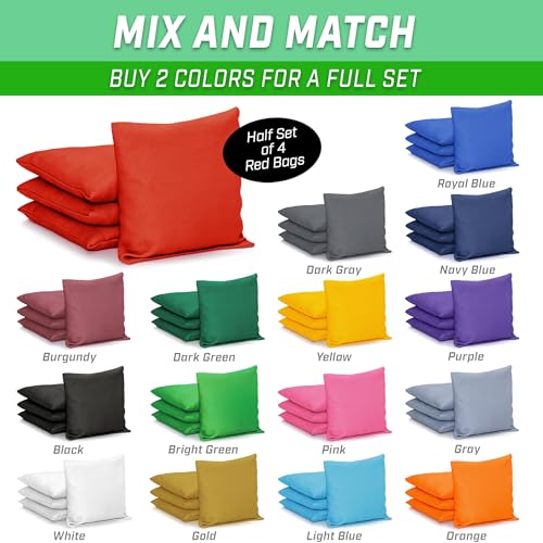 GoSports Classic Cornhole Bean Bags Set of 4-16 Colors Available - Regulation All Weather, Mix and Match - color: Red