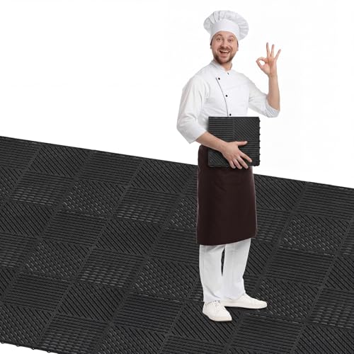 Dunzy 70.87" x 23.62" Non Slip Rubber Restaurant Floor Mats Grade Grease Restaurant Floor Mats Heavy Duty Commercial Anti Fatigue Drainage Rubber Pads for Kitchen Bar Use Wet Area