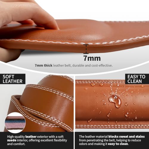 Leather Weightlifting Belt, 10 Adjustable Holes, 4”Width, Double Prong Power Belt for Gym Bodybuilding, weightlifting, powerlifting, squats and deadlifts - color: 6-Inch Brown, size: 33"-36"