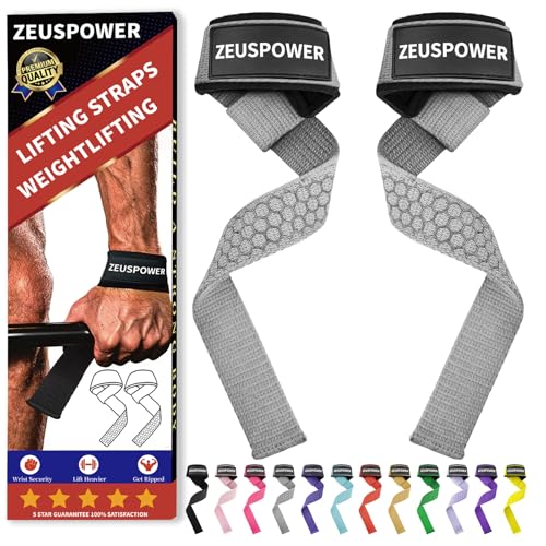 Lifting Straps Wrist Straps for Weightlifting Gym Straps Weight Lifting Deadlift Workout Women Men Dumbbell Straps for Hand RDL Strap Exercise Straps Dead Lift Cotton Neoprene Padded Zeus Power - color: 07-Dark Grey Silicone