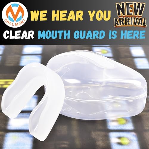 Oral Mart Youth Sports Mouth Guard for Kids (USA Flag, Fangs, 20+ Colors to Choose from) Mouthguard for Football, MMA, Karate, Boxing, Rugby, BJJ, Flag Football – /w Case (Youth, Strapless) - color: Clear/Semi Clear