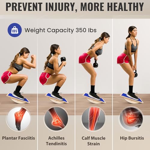 Balance Board Professional Wobble Board for Adults Anti-Slip 350LBS Balance Boards for Physical Therapy Standing Desk Core Strength Wooden Balance Board Rocker Board - color: Blue Balance Board