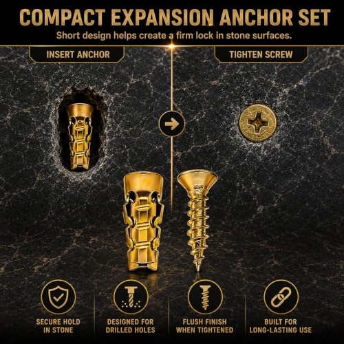 6×14mm Short Expansion Screw Set,Door Hinge Thread Repair Screws,Wall Anchors Screws Fit 6mm Holes for Tile Stone Wood Door,30PCS
