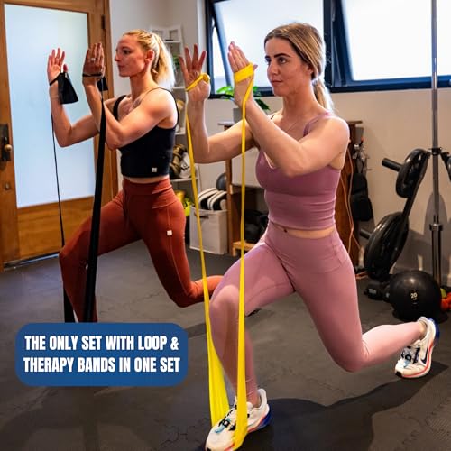 Resistance Bands – Exercise & Loop Stretch Bands for Working Out, Physical Therapy & Home Gym – 100% Natural Latex, Free Workout Videos – Co-Owned by Caroline Marks