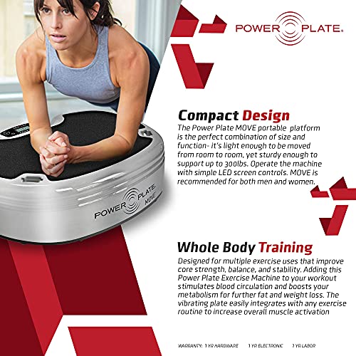 Power Plate Move Vibration Plate Machine - Professional Whole Body Vibration Platform for Home Gym, Weight Loss & Recovery - Compact Design with PrecisionWave Technology, 6 Modes & 300lb Capacity - style: Silver MOVE