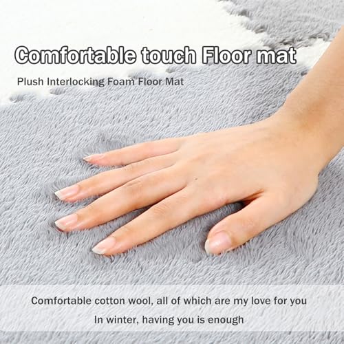 Thickened Soft Plush Foam Interlocking Floor Carpet Mat, 24 Pcs 12x12x0.4 Inch Fluffy Square Puzzle Foam Carpet Tiles with Edgings(Color:Green) - color: Green