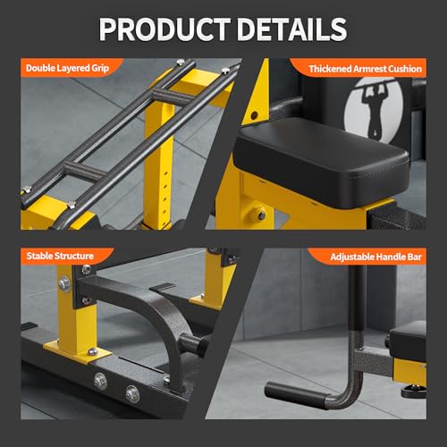 SogesPower Multi-Function Power Tower Pull Up Bar Station Pull Up Dip Station for Home Gym, 10-Level Adjustable Height Pull Up Bar Stand Dip Bar Strength Training Workout Equipment - color: Yellow