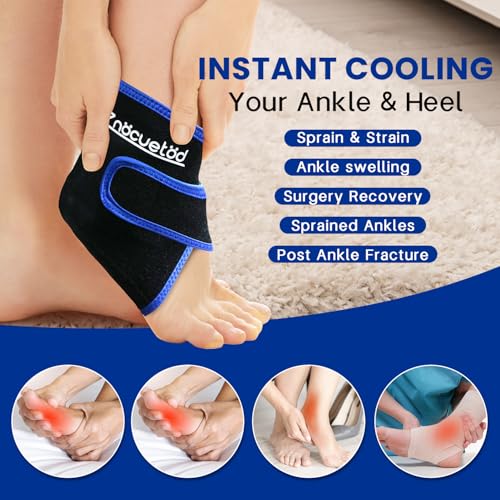 Ankle Ice Pack Wrap Reusable Gel Cold Compression for Foot Discomfort Ice Wrap for Feet Swelling and Recovery Plantar Fasciitis Achilles Tendonitis Sprained Ankles Heel Spur Pain Relief (Black) - color: Black