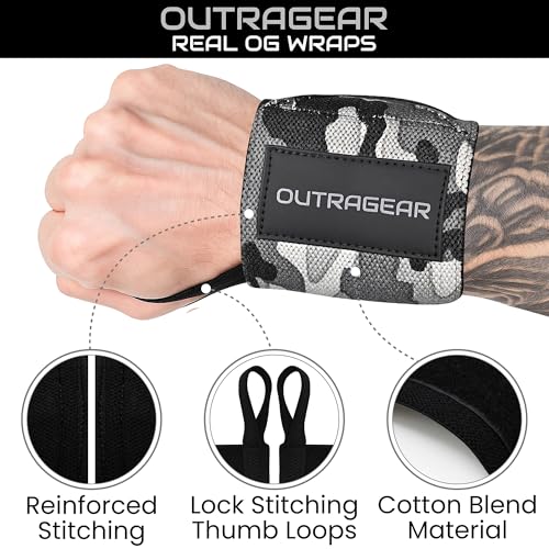 18" OG-Grade Wrist Wraps for Weightlifting – Heavy Duty Wrist Support with Thumb Loop & Lockdown Strap – Wrist Straps for Powerlifting, Bench Press & Gym Training - style: Stone Core