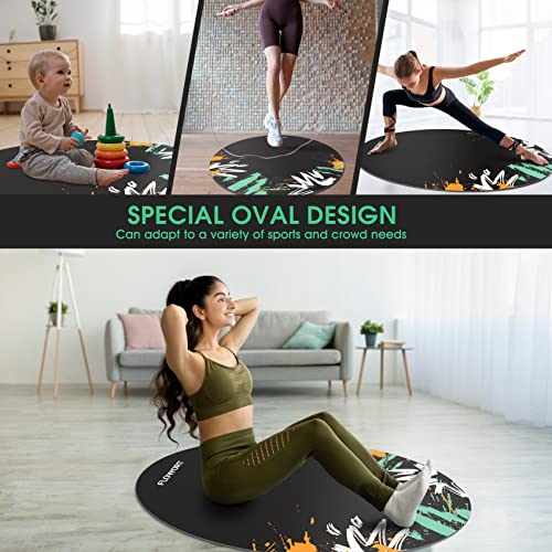 Cheete Jump Rope Mat Large Rubber Exercise Mat Indoor Outdoor Shock Absorbing Mat Non-Slip Oval Design for Floor & Rope Protection, Workout Mats for Home Gym Flooring - color: Green