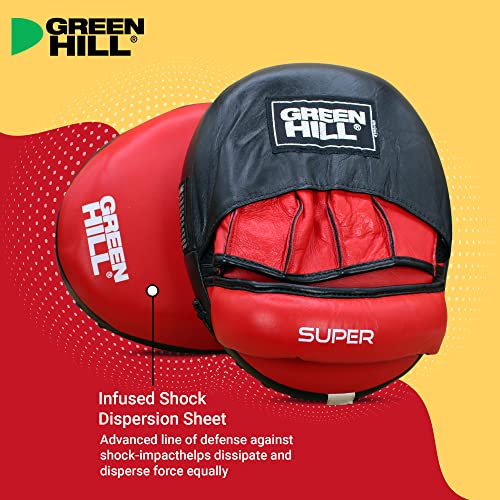 Green Hill Curved Boxing Focus Mitts for MMA, Muay Thai & Boxing - color: 5014 RED/BLACK
