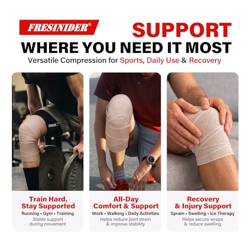 FRESINIDER Premium Elastic Bandage Wrap, 8 Pack Sizes (2", 3", 4", 6"), Cotton Compression Bandage with Hook & Loop Closure Both Ends, 5 ft Long (Stretches up to 15 ft), First Aid & Sports Support - color: 8 Pack Value Pack