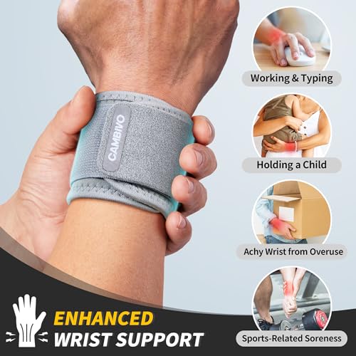CAMBIVO 2 Pack Wrist Brace for Carpal Tunnel with wraps, Gray | Wrist Support, Adjustable Wrist Wraps for Weightlifting, Tendonitis, Pain Relief, Sleeping, Night, Gym, Neoprene, Both Hands - color: Gray