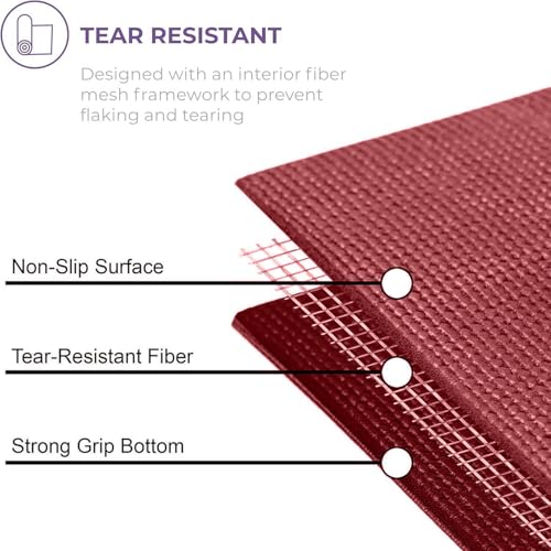 Voyage 5mm Studio Yoga Mats, 10 Pack, 72x24in - color: Burgundy