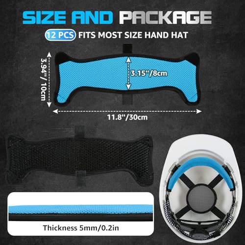 12 Pcs Hard Hat Sweatbands | 3-Layer Fabri Hard Hat Liner Accessories, Blue | Washable 3-Layer Fabri Hard Hats Accessories for Safety & Welding Helmets,Reusable,Cotton,Replacement,Cooling 3D Mesh Design - color: Blue, size: (12Pcs Sweatband)11.8"×3.15"