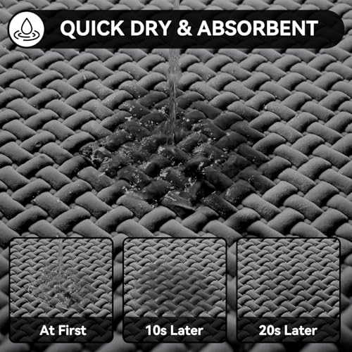 YDKGL Bathroom Rugs Non Slip, Super Absorbent Quick Dry Bath Mats for Bathroom, Foam Weave Texture Thin Bath Rugs Washable with Rubber Backing Fit Under Door Outside Shower,16" x 24“ - color: Grey, size: 16" X 24“