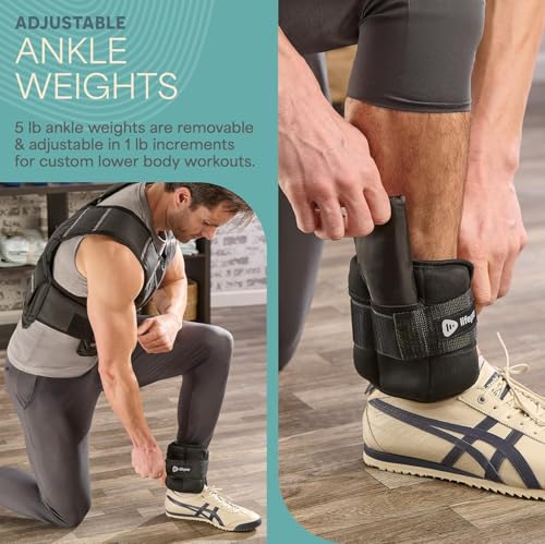 Lifepro Adjustable Weighted Vest for Women & Men - Flexvest 15 or 20 lb Workout Vest – Reflective Fitness Weight Vest with Phone Pocket for Running, Cardio, Strength Training - size: Men