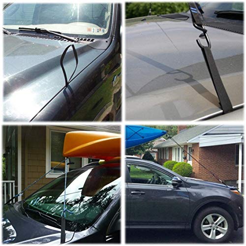 Quick Hood Loops Trunk Anchor Kayak Tie Downs Straps Bow Stern Canoe Transport Secure Lashing Point 2 Pairs - color: Black 2 Pairs