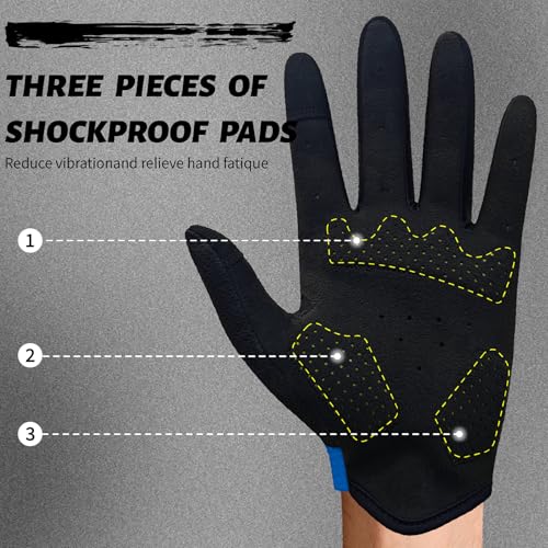 VXW Bike Gloves for Men Women Cycling - with Reflective Strips &Anti-Slip Shock-Absorbing Pad for Bicycle/Mountain Bike/Workout/MTB/Gym - color: Sapphire Blue, size: Small