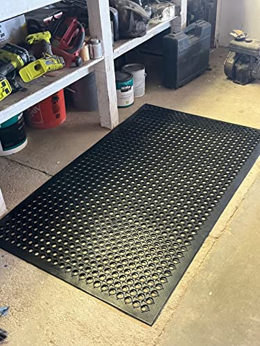 Uniboho Outdoor Rubber Floor Mats Anti Slip Commercial Resturant Kitchen Mat Rubber Drainage Mat 35x24 Inch Heavy Duty Door Mat for Garage Garden Indoor Outside Industral Pool Entrance Bar Wet Area - size: 35x24 inches