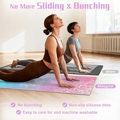 Yoga Towel,Ultra-Absorbent Yoga Mat Towel for Hot Yoga Non Slip,72 x 27 in, Purple - color: Purple