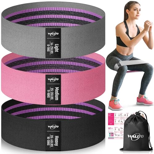 WALITO Resistance Bands for Working Out, Fabric Exercise Bands for Legs and Butt, Workout Bands for Women and Men, Booty Band for Yoga Starter Set, Pilates, Rehab, Fitness and Home Workout - color: 3.Grey,Pink,Black