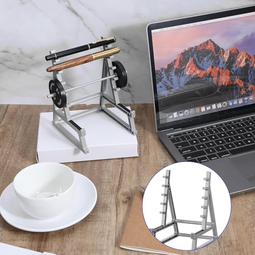 2pcs Squat Rack Pen Holder - Mini Barbell Rack With Weights & Barbells for Office Gym Decorations - Desktop Decor for Fitness Weightlifting Lovers