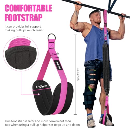 Pull Up Assistance Bands 260lbs, Heavy Pull Up Bands Resistance Bands for Pull Ups Working Out with Feet Rest, Pull Up Bar Bands Assistance Bands Strength Training Workout Equipment, Height Adjustable - color: Rose Red