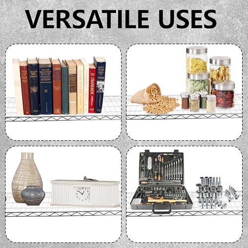Heavy Duty Wire Shelving Unit, 3-Tier Metal Storage Rack, Boltless Assembly, 2100 lbs Capacity, Adjustable Shelves, 48" L x 18" D x 96" H, Black (Black, 2PCS-48 L x 18" D x 96" H) - size: 2PCS-48" L x 18" D x 96" H