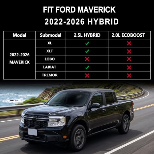 KARPAL Floor Mats for 2022-2026 Ford Maverick (Only Fit Hybrid), Custom Fit TPE All Weather Ford Maverick Hybrid Accessories 1st & 2nd Row Floor Liner - style: 2022-2026 | For Ford Maverick Hybrid | 1st & 2nd Row