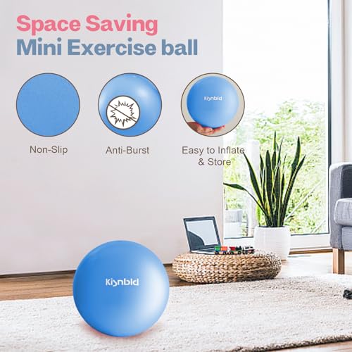 kisnbld Small Exercise Ball, 9 Inch Mini Pilates Ball, Anti Burst and Slip Resistant Mini Yoga Ball for Stability, Fitness, Physical Therapy, Stretching & Core Strength Workout at Home Gym & Office - color: 4Blue