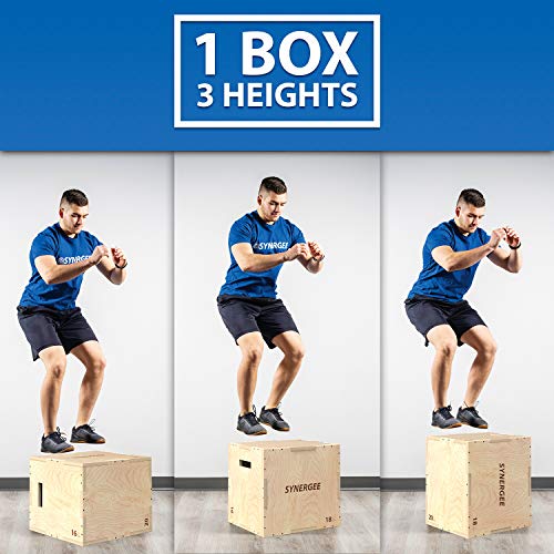 Synergee 3 in 1 Wood Plyo Box – Multiple Sizes - color: Wood Plyo - 20/18/16