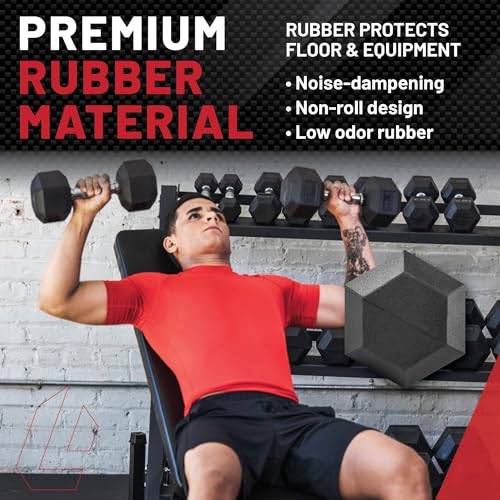 Lifeline Fitness Hex Dumbbells, Rubber Wrapped Hex Dumbbells, Premium Quality, Ergonomic Knurled Handle, Dumb Bells for Exercise, Home Gym Exercise Weights - style: 70 lb