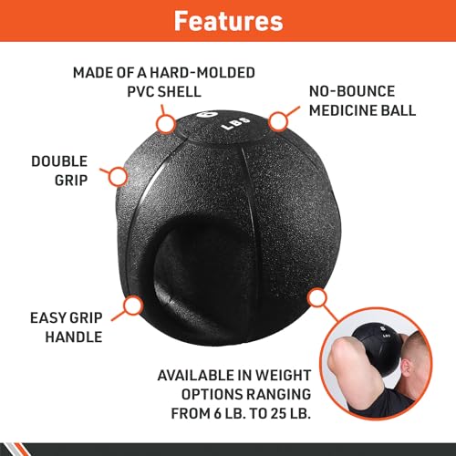 Body Sport Double Grip Medicine Ball, 12 lb. - Strength Training Weighted Exercise Tool - Softer Kettlebell Alternative for Home Fitness & Gyms