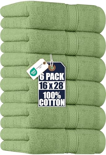 Utopia Towels 6 Pack Premium Hand Towels Set, 16 by 28 inches, 100% Ring Spun Cotton, Ultra Soft and Highly Absorbent 600GSM Towels for Bathroom, Gym, Shower, Hotel, and Spa, Sage Green - color: Sage Green, size: 6 Hand Towels