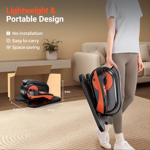 GORISE Under Desk Elliptical Machine, Portable Ellipse Leg Exerciser as Seen on Tv for Seniors, Fully Assembled Seated Pedal Exerciser with Remote, Manual & Auto Mode for Home Office (Orange)