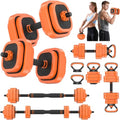 Rendpas Adjustable Dumbbell Set of 2 with Connector, 45/65/85 lbs Free Weights, 4-in-1 Barbell Kettlebell Push Up Stand Home Gym for Men Women - color: 45LB-orange