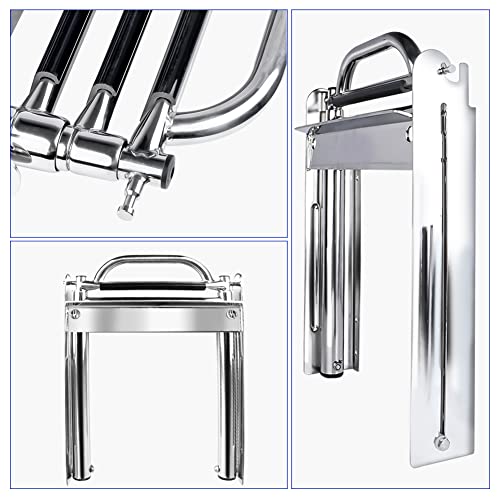 3-4 Step Ladder Under Platform Slide Mount Boat Boarding Ladder, Telescoping Ladder with a Carry Handle and Mounting Screws, Press-Type Spring Latch (3 Steps)