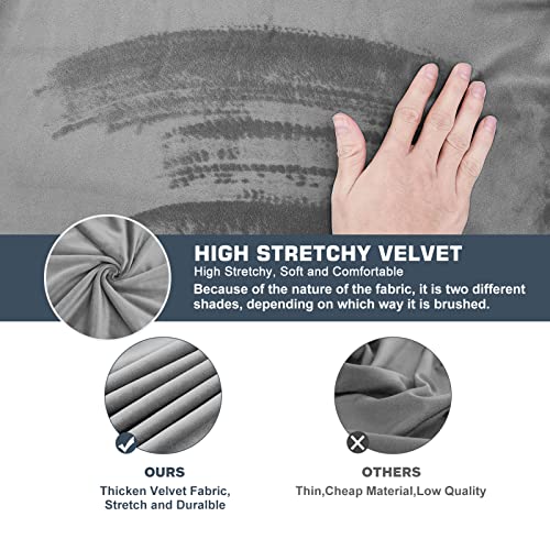 NeColorLife Velvet Ottoman Cover Rectangle Storage Ottoman Slipcover Thick Stretchable Footrest Stool Covers with Elastic Band for Rectangular and Square Ottoman(Medium Size,Dark Grey) - color: Grey, size: M Length: 31"-34",Width: 31"-43"