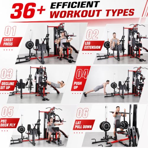 Home Gym System Workout Station, Smith Machine & Leg Press – Multifunctional All-in-One for Full Body Strength Training - size: LX-950