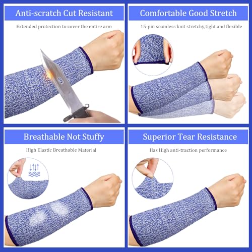 Sintege 3 Pairs Arm Protectors for Thin Skin and Bruising Cut Resistant Forearm Sleeve Level 5 Arm Burn Protection Sleeve (Royal Blue,7.9 Inch) - color: Royal Blue, size: 7.9 Inch
