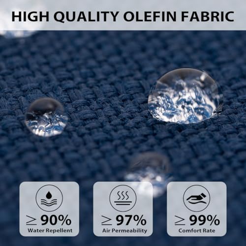 Sundale Outdoor Olefin Bench Cushion， Water-Resistant Patio Couch Cushion, Loveseat Sofa Pad with Straps Dark Blue, 48 x 18 x 4 Inches - color: Dark Blue, size: 48 X 18 X 4 Inch