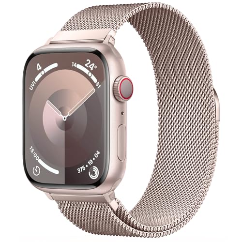 Stainless Steel Milanese Loop Compatible with Apple Watch Bands 38mm 40mm 41mm 42mm men and women, Magnetic Clasp Replacement for iWatch Ultra Series 11 10 9 8 7 SE 6 5 4 3 2 1 - color: Rose Gold (Series 11 10), size: 38/40/41/42mm(Series 11/10)