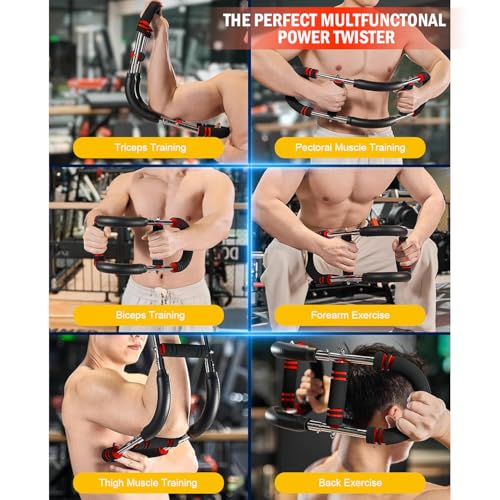 Latest-Gen Twister Arm Trainer, Adjustable Power Spring Workout Bar, Forearm Triceps Chest Exerciser Strengthener, Detachable Portable Home Fitness Equipment for Enhancing Upper Body Muscle - style: 60-90lbs