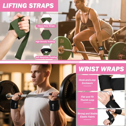 Barbell Pad Set: 10 PCS Gym Equipment Accessories | Squats Hip Thrusts Pad Ankle Straps for Cable Machines Women Men Hip Resistance Band Weight Lifting Straps Wrist Wraps - color: Black